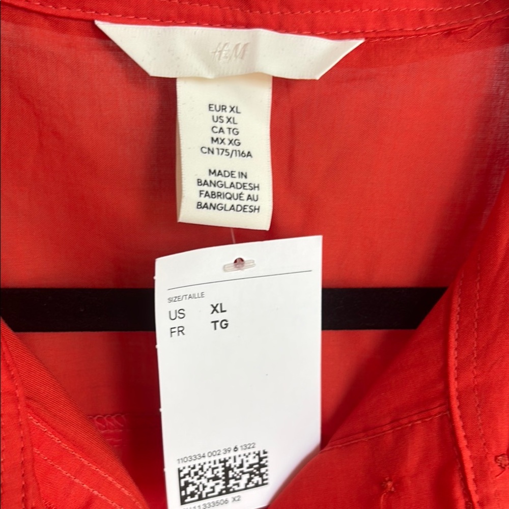 H&M Tomato Red Shirt Dress - Picture 2 of 6